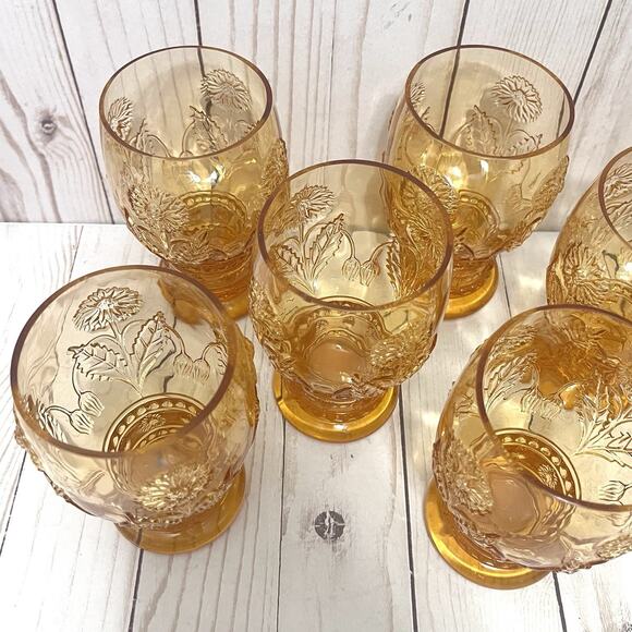 Anthropologie Rare & Retired HELIANTHUS Golden Yellow Daisy Pedestal Goblets 8 - Picture 3 of 10